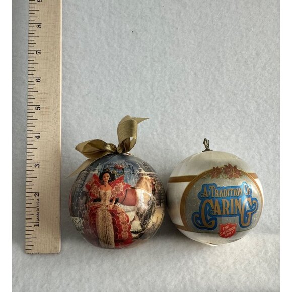 Christmas Ball Ornament Lot 2 Salvation Army 1987 Holiday Barbie 1997 - Picture 2 of 4